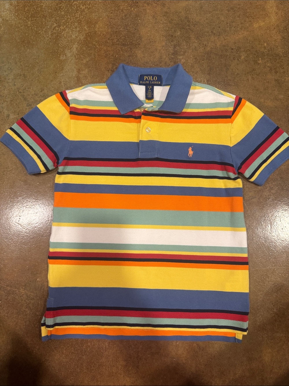 Polo Ralph Lauren🏇Boys Size 8 Striped Cotton Mesh Polo EUC